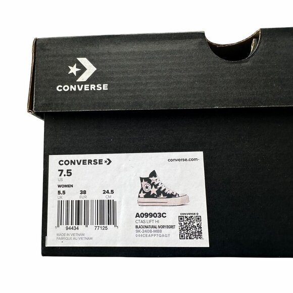 ⭐Converse Chuck Taylor All Star Lift Platform Hi Large Stars 7.5 Shoes A09903C⭐ - Picture 8 of 11